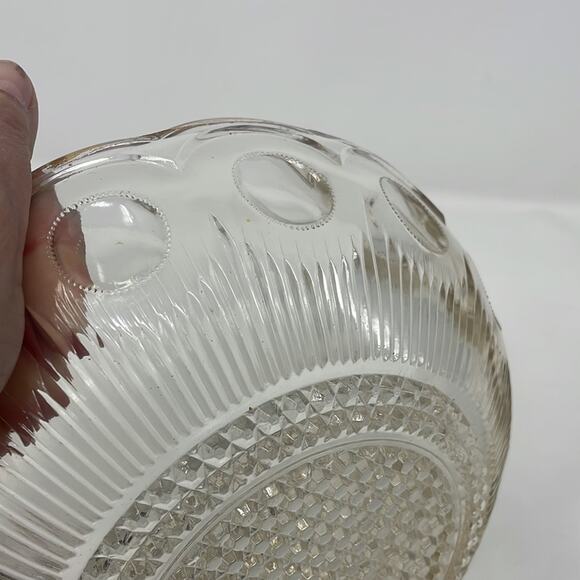 Vintage Bartlett &Collins glass Manhattan clear crystal bowl bulls eye gold trim - Picture 6 of 10